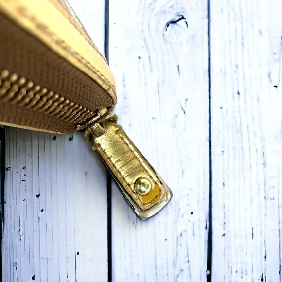 COACH Tattersall Large Zip Around Wallet Gold Signature Coated Canvas & Leather - Picture 7 of 9